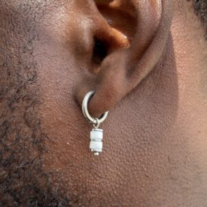 Boucles homme Howlite blanche - paix intérieure