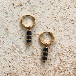 Boucles agate noire - force intérieure