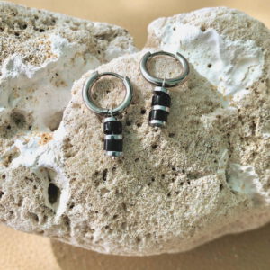 Boucles homme Agate noire - énergie protectrice