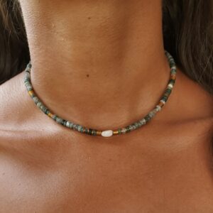 Collier pierres naturelles  - Agate indienne & Pierre de Lune