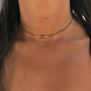 Collier minimaliste  - Jaspe rouge
