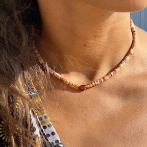 Collier pierres naturelles  - Jaspe impérial & Pierre de Grenat Hessonite
