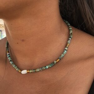 Collier pierres naturelles  - Turquoise Africaine & Pierre de Lune